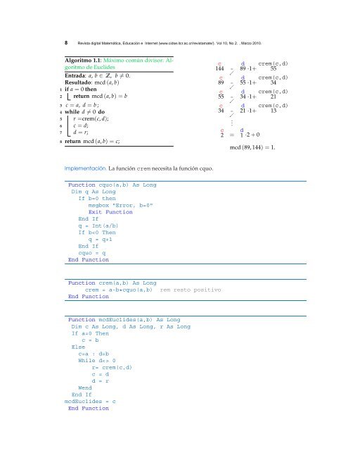 1.5 Algoritmo de Euclides con menor resto. - TEC-Digital