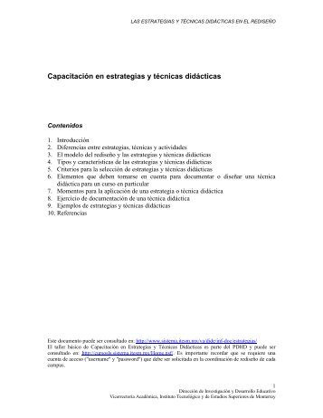 Capacitación en estrategias y técnicas didácticas - Universidad ...