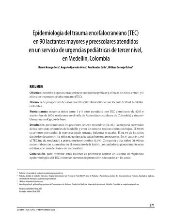 Epidemiología del trauma encefalocraneano ... - SciELO Colombia