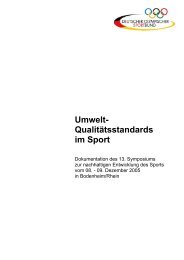 Umwelt- Qualitätsstandards im Sport - Klimaschutz im Sport