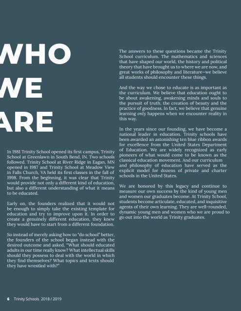 Trinity School at River Ridge Annual Report 2018-19