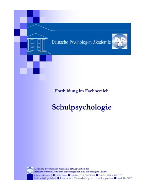 DPA-Fortbildung im Fachbereich Schulpsychologie (PDF) - Sektion ...