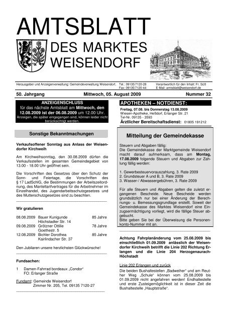 AMTSBLATT - Gemeinde Weisendorf