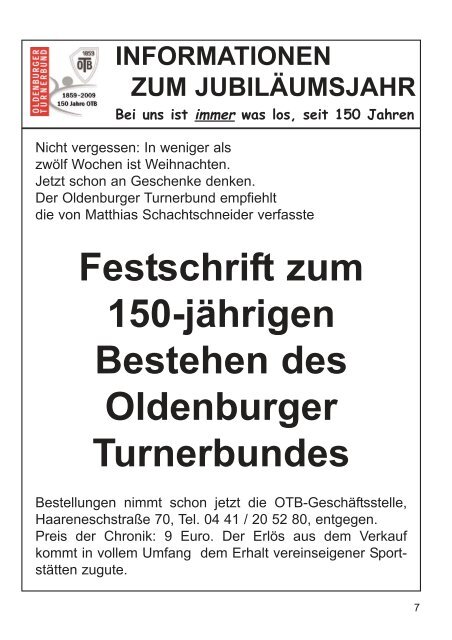 OTB-Mitteilungen 03/2008 - Oldenburger Turnerbund