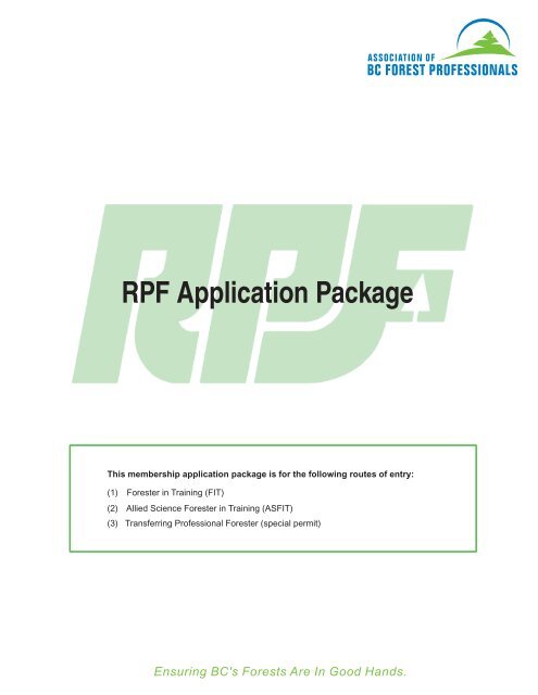 RPF Application Package - Association of BC Forest Professionals