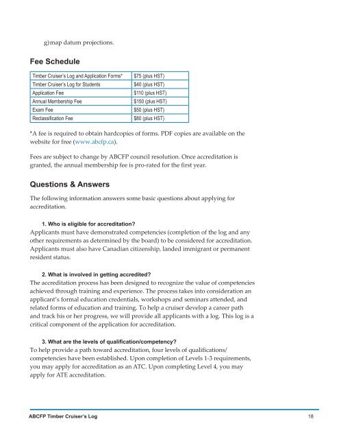 Timber cruiser's log - abcfp - Association of BC Forest Professionals