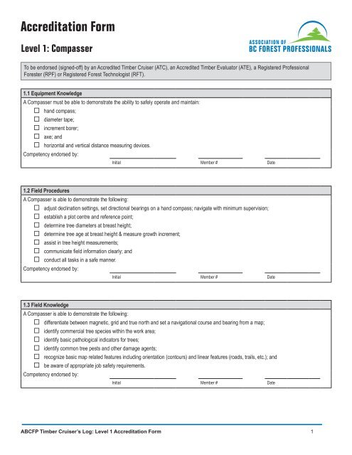 Timber cruiser's log - abcfp - Association of BC Forest Professionals