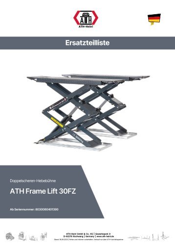 ATH-Heinl ERSATZTEILBUCH SPARE PARTS BOOK Frame Lift 30FZ