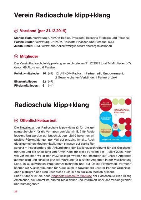 Jahresbericht 2019 - Radioschule klipp+klang