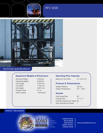 CrudeSorb RFV 3000 Max Flow Rate 22.4m3 - CETCO Oilfield ...