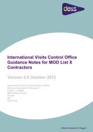 International Visits Control Office Guidance Notes for MOD List X ...