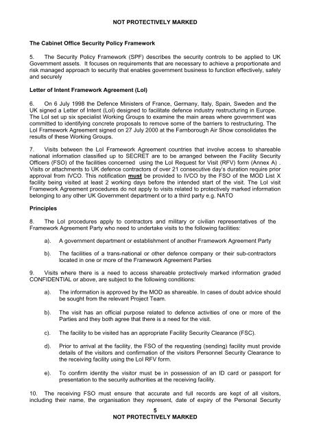 International Visits Control Office Guidance Notes for MOD List X ...