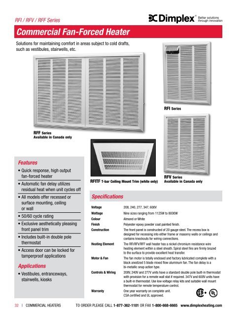 Commercial Fan Forced Heater Dimplex