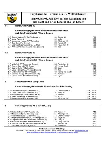 Ergebnisse des Turniers des RV Wolfratshausen vom 03. bis 05. Juli ...