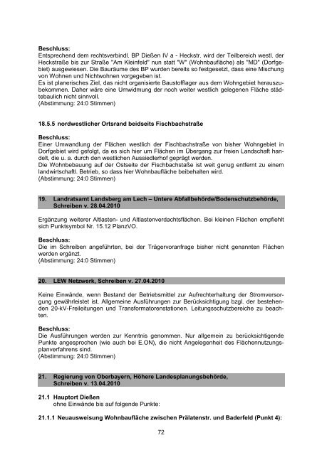 Protokoll GR-Sitzung vom 01.08.2011 Flächennutzungsplan - Dießen