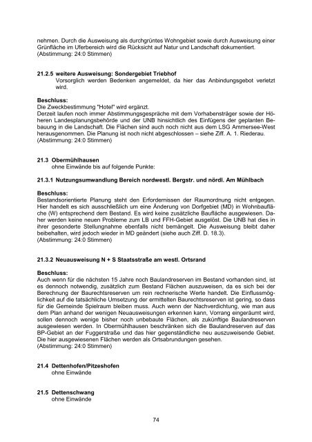 Protokoll GR-Sitzung vom 01.08.2011 Flächennutzungsplan - Dießen