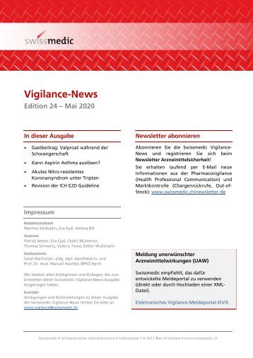 Swissmedic Vigilance-News Edition 24 – Mai 2020