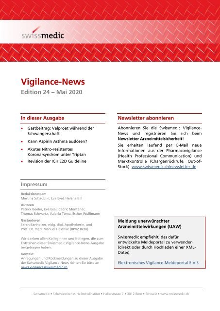 Swissmedic Vigilance-News Edition 24 – Mai 2020