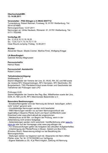 Oberhochstatt/Mfr. 13.-14.08.2011 Veranstalter : PSG Ellingen e.V. ...
