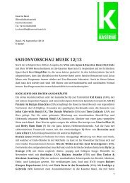 Saisonvorschau Musik 12/13 - Kaserne Basel