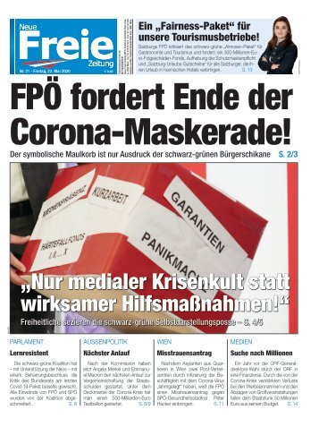 FPÖ fordert Ende der Corona-Maskerade!