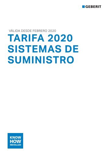 Geberit - Tarifa - 2020 - Sistemas Suministro