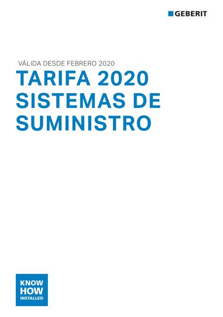 Geberit - Tarifa - 2020 - Sistemas Suministro