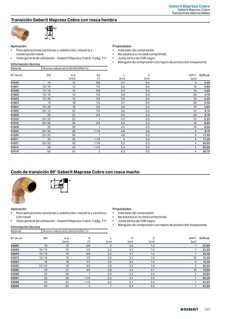 Geberit - Tarifa - 2020 - Sistemas Suministro