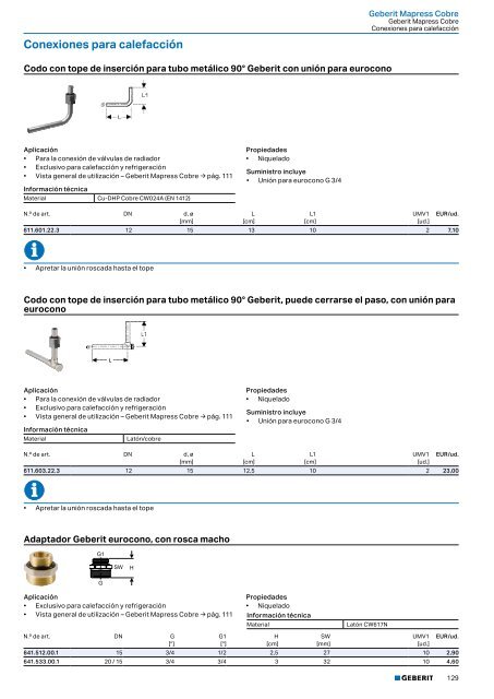 Geberit - Tarifa - 2020 - Sistemas Suministro