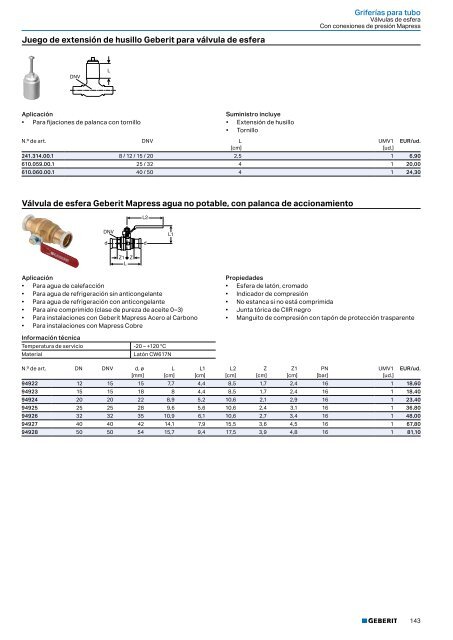 Geberit - Tarifa - 2020 - Sistemas Suministro