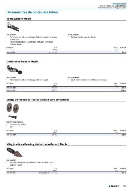 Geberit - Tarifa - 2020 - Sistemas Suministro