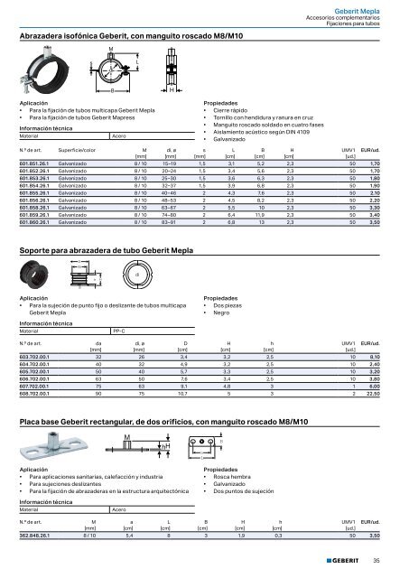 Geberit - Tarifa - 2020 - Sistemas Suministro