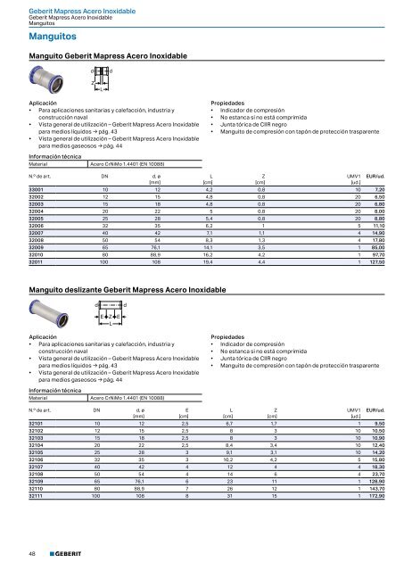 Geberit - Tarifa - 2020 - Sistemas Suministro