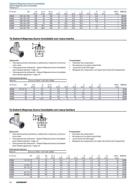 Geberit - Tarifa - 2020 - Sistemas Suministro