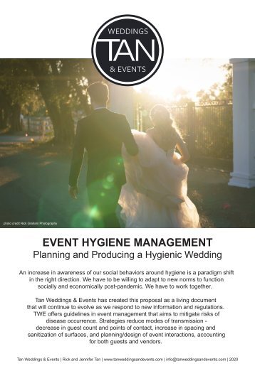 Event Hygiene Management - Planning and Producing a Hygienic Wedding