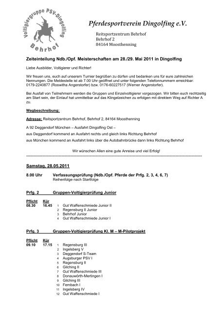 Pferdesportverein Dingolfing eV - Voltigieren in Bayern