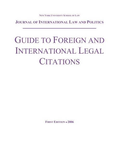 Guide to Foreign and International Legal Citations - New York ...