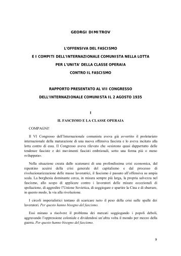 Il Rapporto Dimitrov al VII Congresso dell'Internazionale Comunista