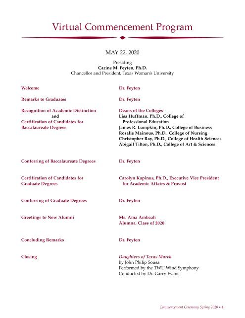 Commencement Program Spring 2020