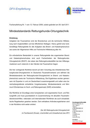 DFV-Empfehlung - Deutscher Feuerwehrverband