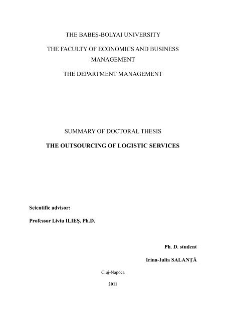 the outsourcing of logistic services
