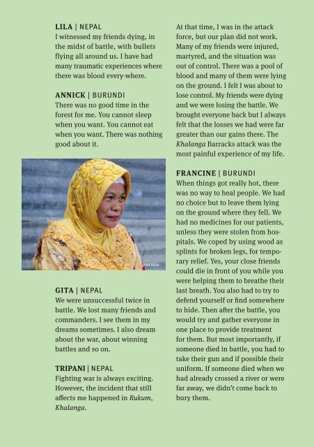 I Have To Speak: Voices of Female Ex-Combatants from Aceh, Burundi, Mindanao and Nepal