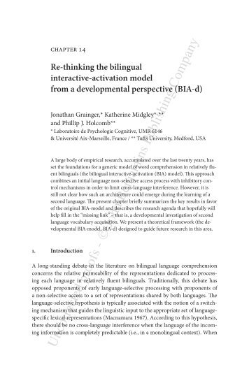 Re-thinking the bilingual interactive-activation model from a ...