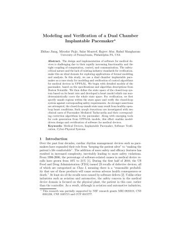 Modeling and Verification of a Dual Chamber Implantable Pacemaker