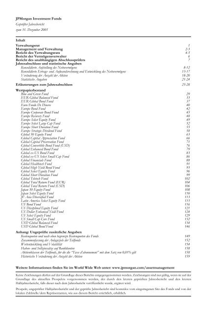 JPMorgan Investment Funds