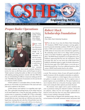 Proper Boiler Operations Robert Mack Scholarship ... - CSHE