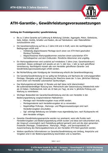 ATH-Heinl G36 Garantie Gewaehrleistungsvoraussetzungen