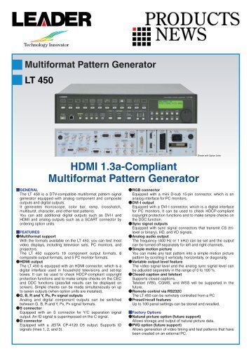 Multiformat Pattern Generator LT 450 PRODUCTS NEWS - Leader ...