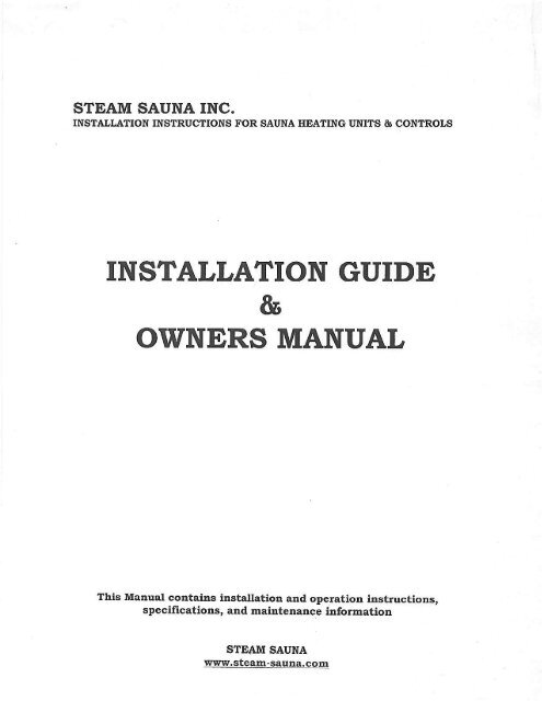 installation guide & owners manual - American Beauty Equipment