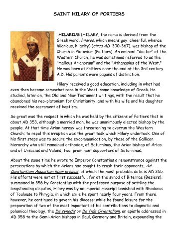 SAINT HILARY OF PORTIERS - Ecumenical Catholic Communion